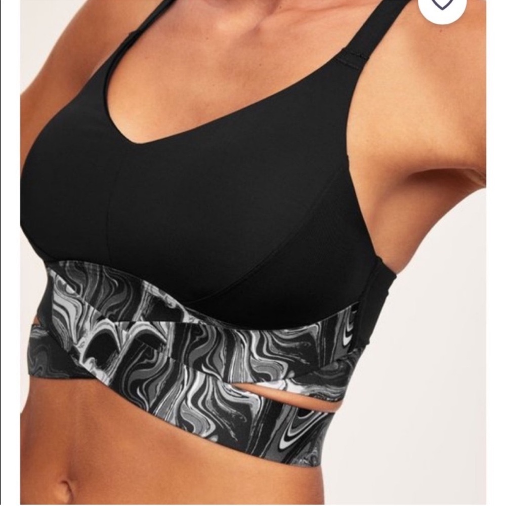 NWT Adore Me Mavin Contour Sports Bra Large Black Marble Adjustable Racerback - Picture 4 of 5